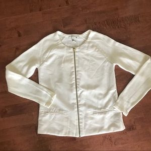 Forever 21 white suede-like zip up sweater MEDIUM